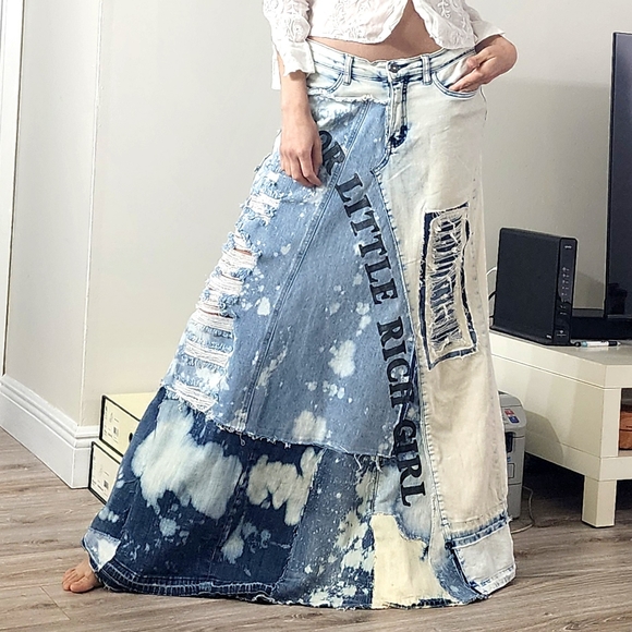 Ivana Ruzzo Dresses & Skirts - Upcycled Couture Maxi Skirt Designer Recycled Upcycled Blue Denim